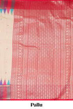 Cream geometric butta motifs semi soft silk saree with contrast multicolor checked border and blouse