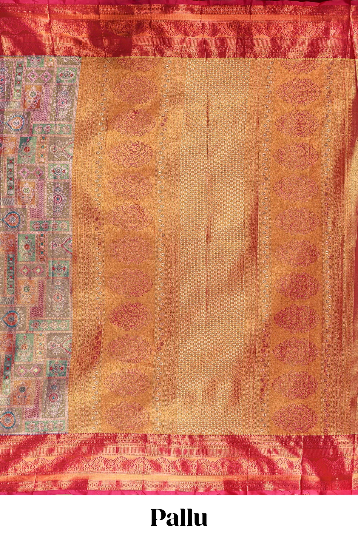 Pastel Colour Tissue Silk Saree with Antique Gold Zari Weaving and Contrast Border and Contrast Blouse