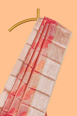 Orange Colour Tissue Silk Saree with Rich Gold Zari Weaving andContrast Border and Contrast Blouse