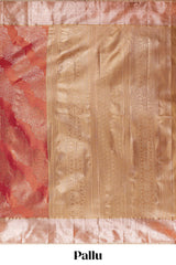 Orange Colour Tissue Silk Saree with Rich Gold Zari Weaving andContrast Border and Contrast Blouse