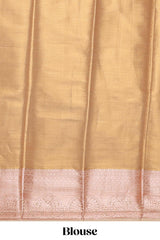 Orange Colour Tissue Silk Saree with Rich Gold Zari Weaving andContrast Border and Contrast Blouse