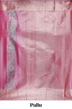 Pink Colour Tissue Silk Saree with Rich Gold Zari Floral Weaving and  Contrast Border and Matching Blouse