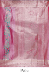 Pink Colour Tissue Silk Saree with Rich Gold Zari Floral Weaving andContrast Border and Matching Blouse