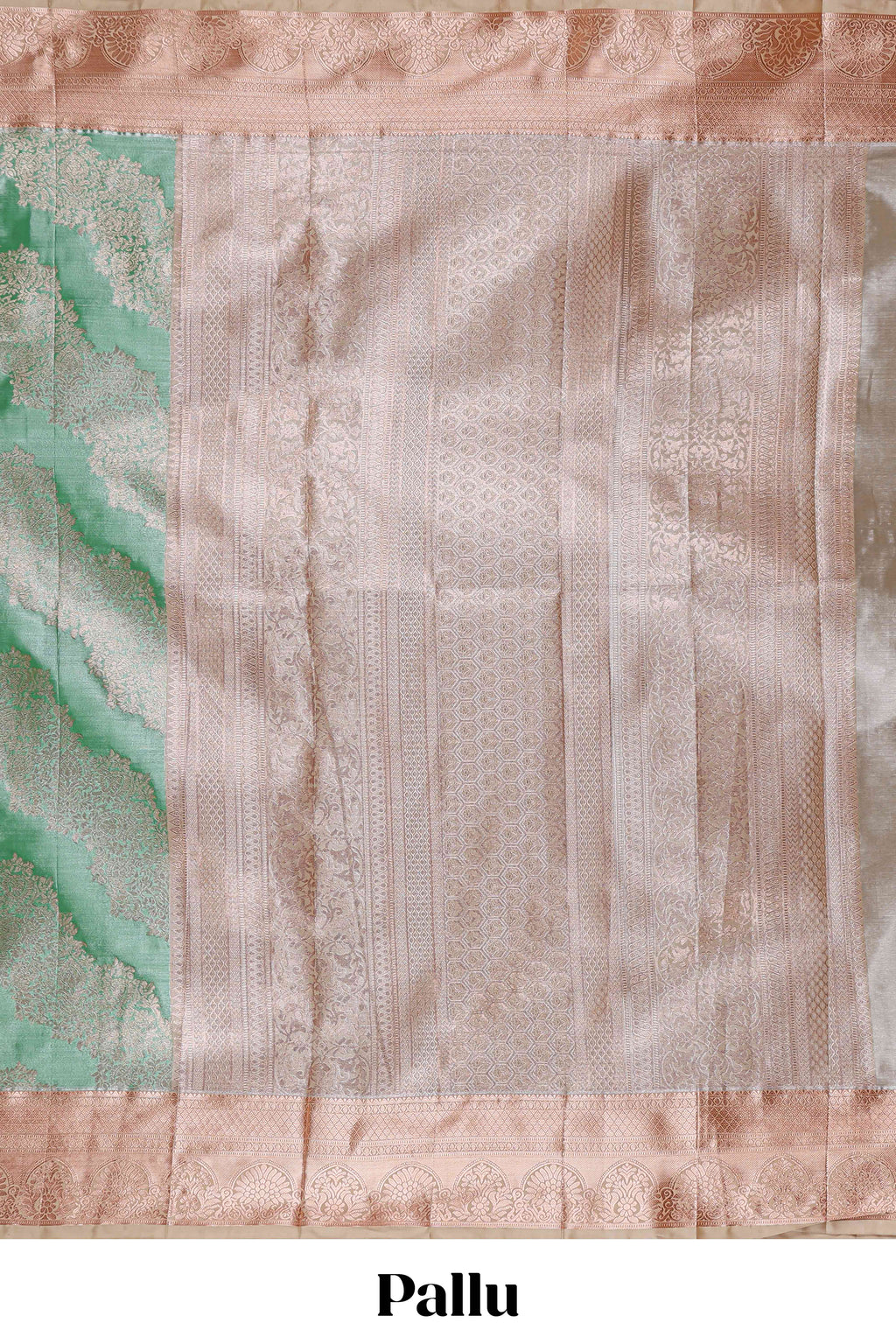 Green Colour Tissue Silk Saree with Rich silver Zari Floral Weaving and  Contrast Border and Contrast Blouse