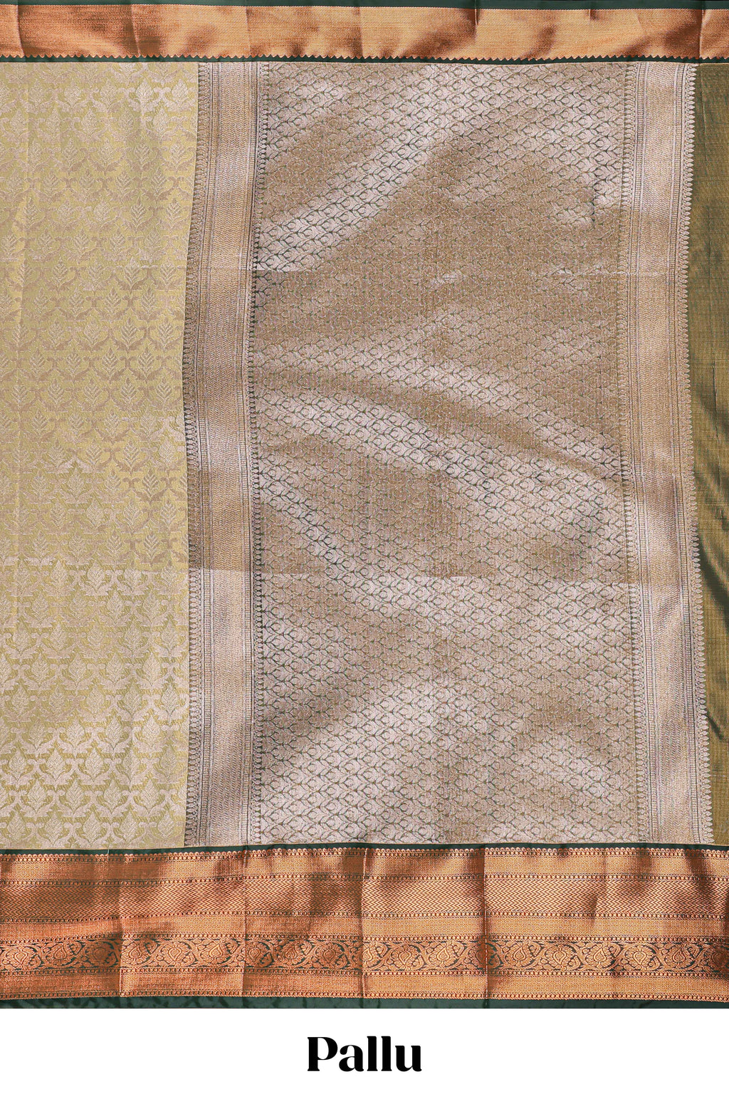 Powder Yellow Tissue Silk Saree with Antique Gold Zari Weaving and Contrast Border along with Contrast Blouse