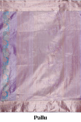 Lavender Tissue Silk Saree with Zari Weaving and PastelFloral Accents along with Matching Blouse