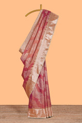 Brown Colour Tissue Silk Saree with Rich Gold Zari Weaving andContrast Border and Contrast Blouse
