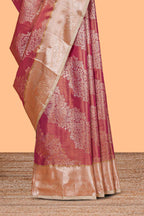 Brown Colour Tissue Silk Saree with Rich Gold Zari Weaving and  Contrast Border and Contrast Blouse