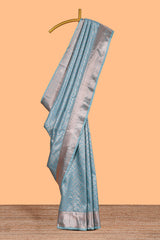 Sky Blue Color Tissue Silk Saree withZari Weaving Body and Border along with Matching Blouse