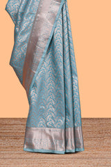 Sky Blue Color Tissue Silk Saree withZari Weaving Body and Border along with Matching Blouse