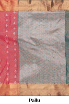 Rani Pink Tissue Silk Saree with Antique Gold Zari Weaving and Traditional Floral Motifs along with Contrast Blouse