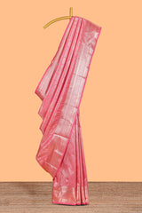 Pink Color Tissue Silk Saree withZari Weaving Body and Border along with Matching Blouse