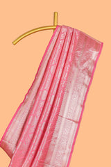 Pink Color Tissue Silk Saree withZari Weaving Body and Border along with Matching Blouse