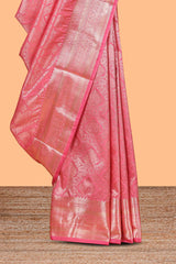Pink Color Tissue Silk Saree withZari Weaving Body and Border along with Matching Blouse