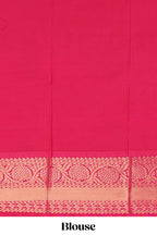 Green Color Tissue Silk Saree with  Zari Checks Weaving Body and Contrast Border along with Contrast Blouse