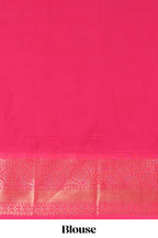 Blue Color Tissue Silk Saree with  Zari Checks  and Buttas Weaving Body and Contrast Border along with Contrast Blouse
