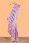 Lavender Color Tissue Silk Saree withZari Weaving Body and Contrast Border along with Matching Blouse