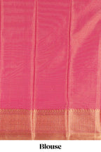 Elegant Turquoise Blue Tissue Silk Saree with Antique Gold Woven Motifs and Rich Zari Border along with Contrast Blouse