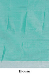Pink peacock feather design tissue saree with self zari border and contrast blouse