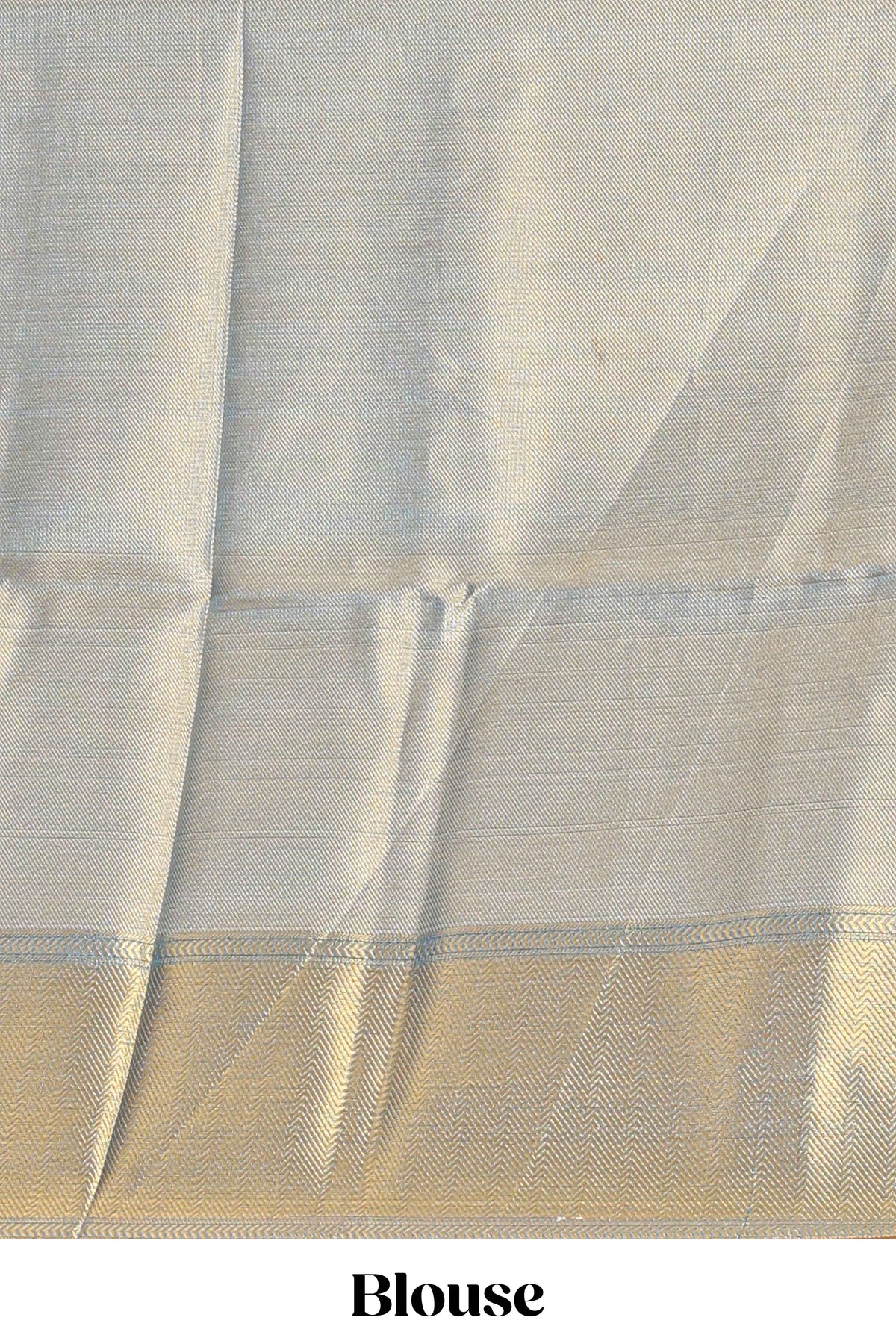 Blue checked zari motifs art tissue saree with self zari border and matching blouse