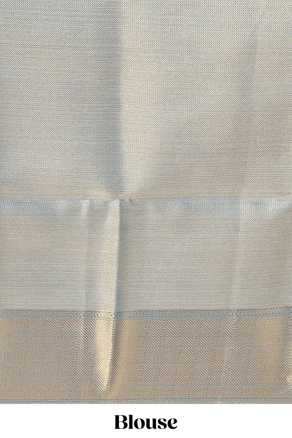 Blue geometric zari motifs art tissue saree with self zari border and matching blouse