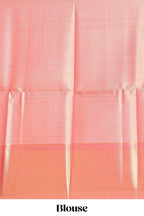 Pink geometric zari motifs art tissue saree with self zari border and matching blouse
