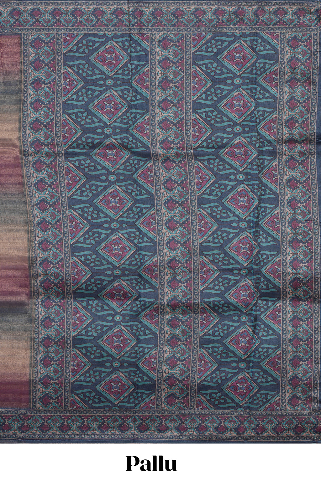 Multi color striped art tissue saree with contrast border and plain blouse