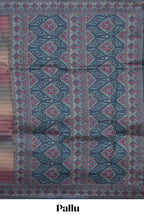 Multi color striped art tissue saree with contrast border and plain blouse