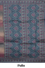 Multi color striped art tissue saree with contrast border and plain blouse