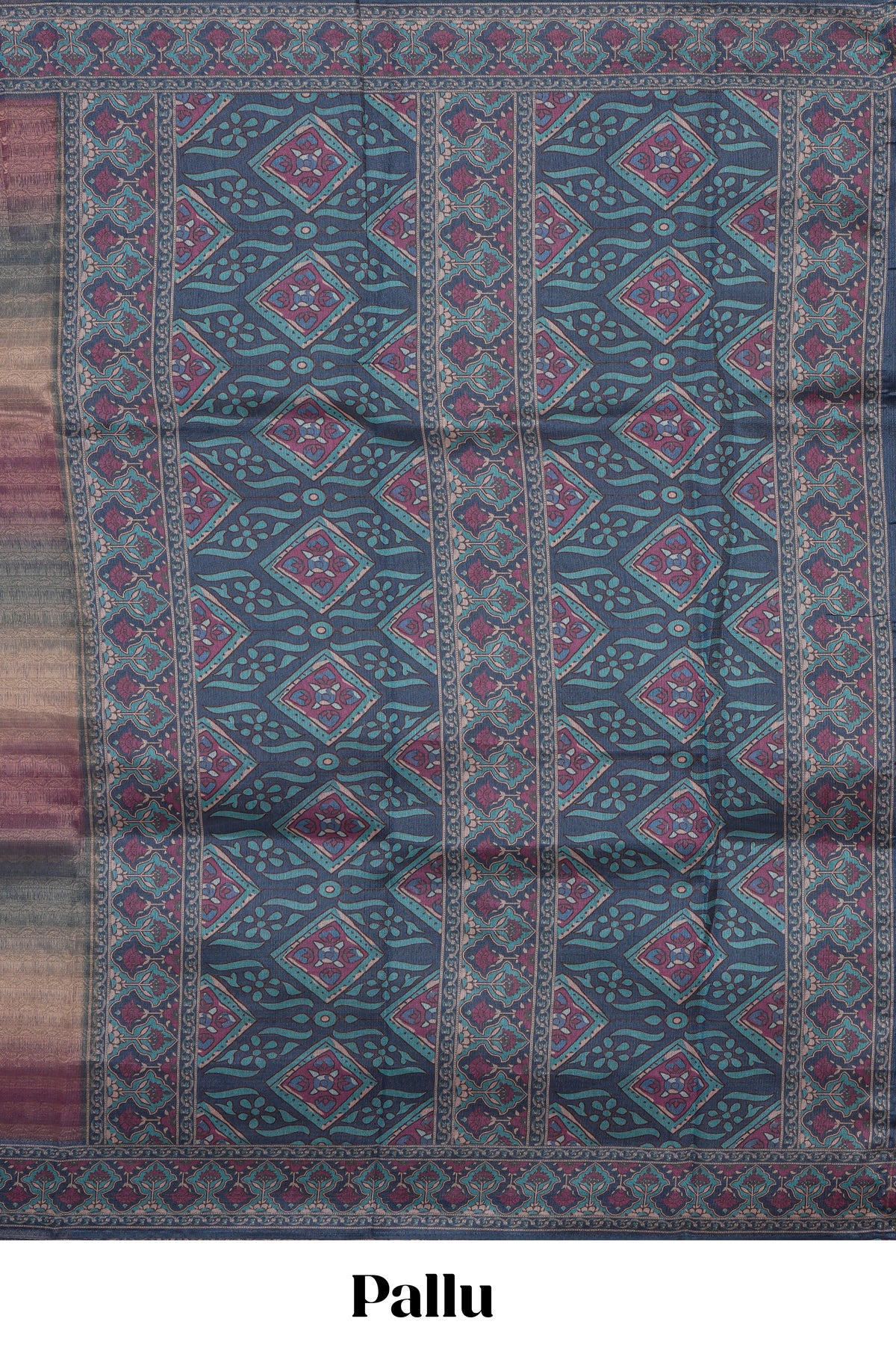 Multi color striped art tissue saree with contrast border and plain blouse