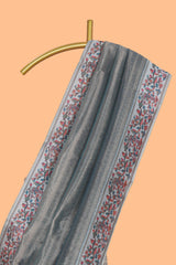 Multi color striped art tissue saree with contrast border and plain blouse