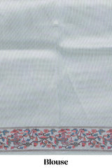 Multi color striped art tissue saree with contrast border and plain blouse