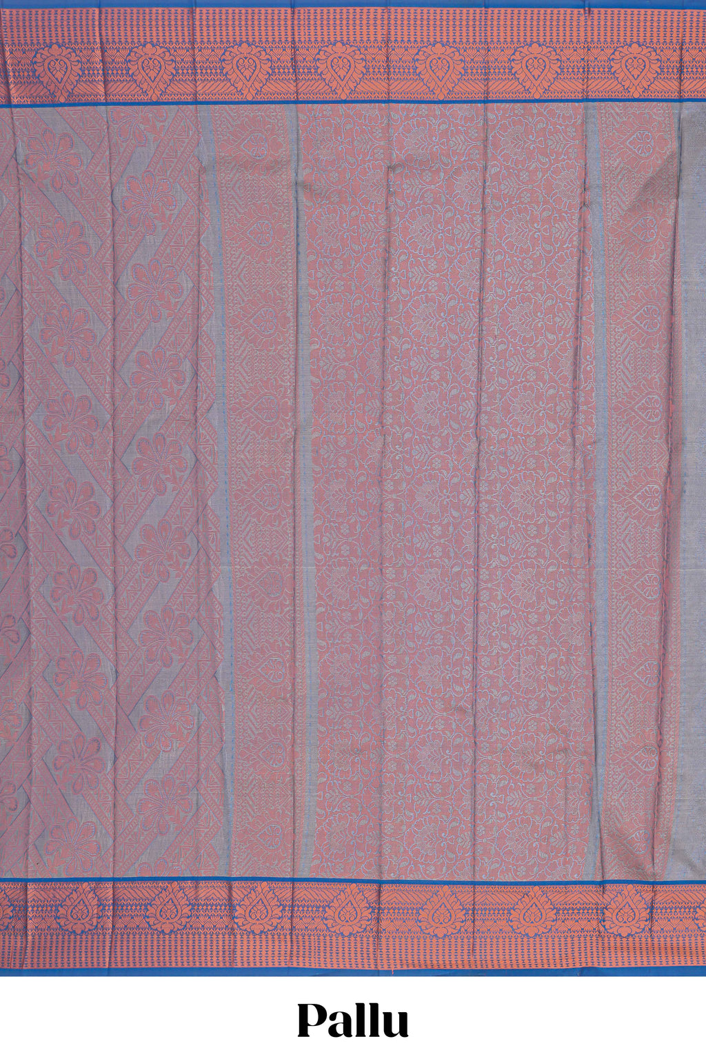 Mauve blue floral vine design art tissue saree with contrast border and blouse