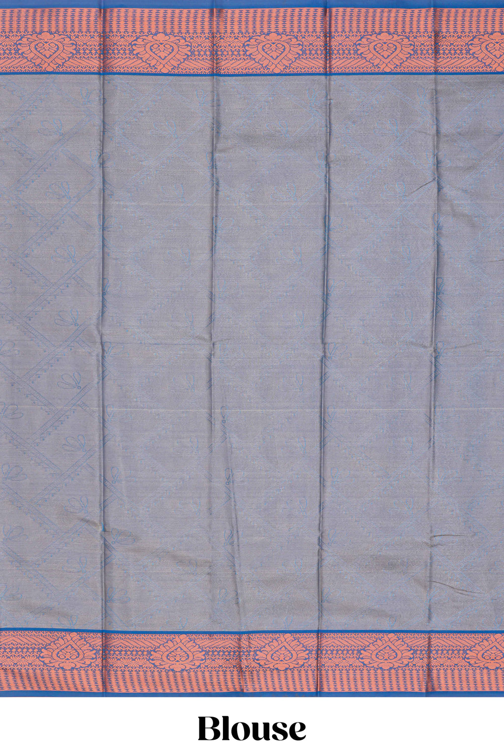 Mauve blue floral vine design art tissue saree with contrast border and blouse