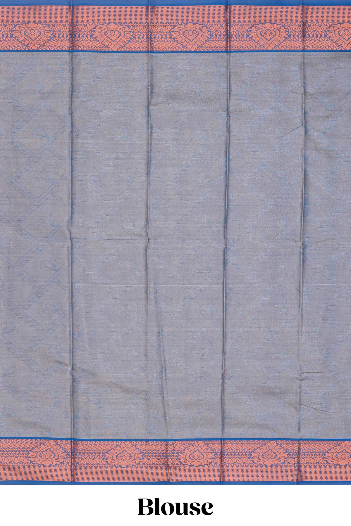 Mauve blue floral vine design art tissue saree with contrast border and blouse