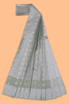 Green floral design art tissue saree with contrast border and matching blouse