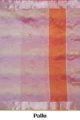 Multi color crush art tissue saree with self design border and contrast zari blouse
