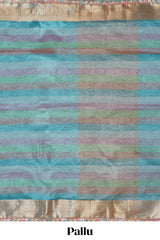 Multi color crush art tissue saree with self design border and matching zari blouse