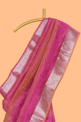 Multi color crush art tissue saree with self design border and matching zari blouse