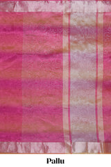 Multi color crush art tissue saree with self design border and matching zari blouse