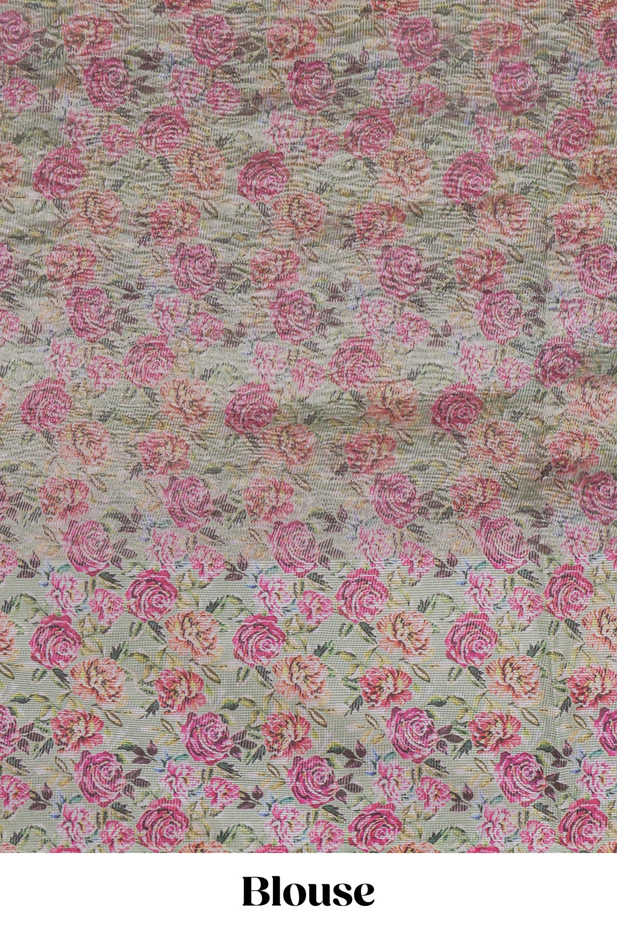 Green striped design crush tissue saree with contrast floral border and matching blouse