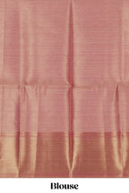 Pink geometric zari design art tissue saree with self zari border and matching blouse