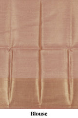 Rose gold geometric motifs design art tissue saree with self zari border and matching blouse