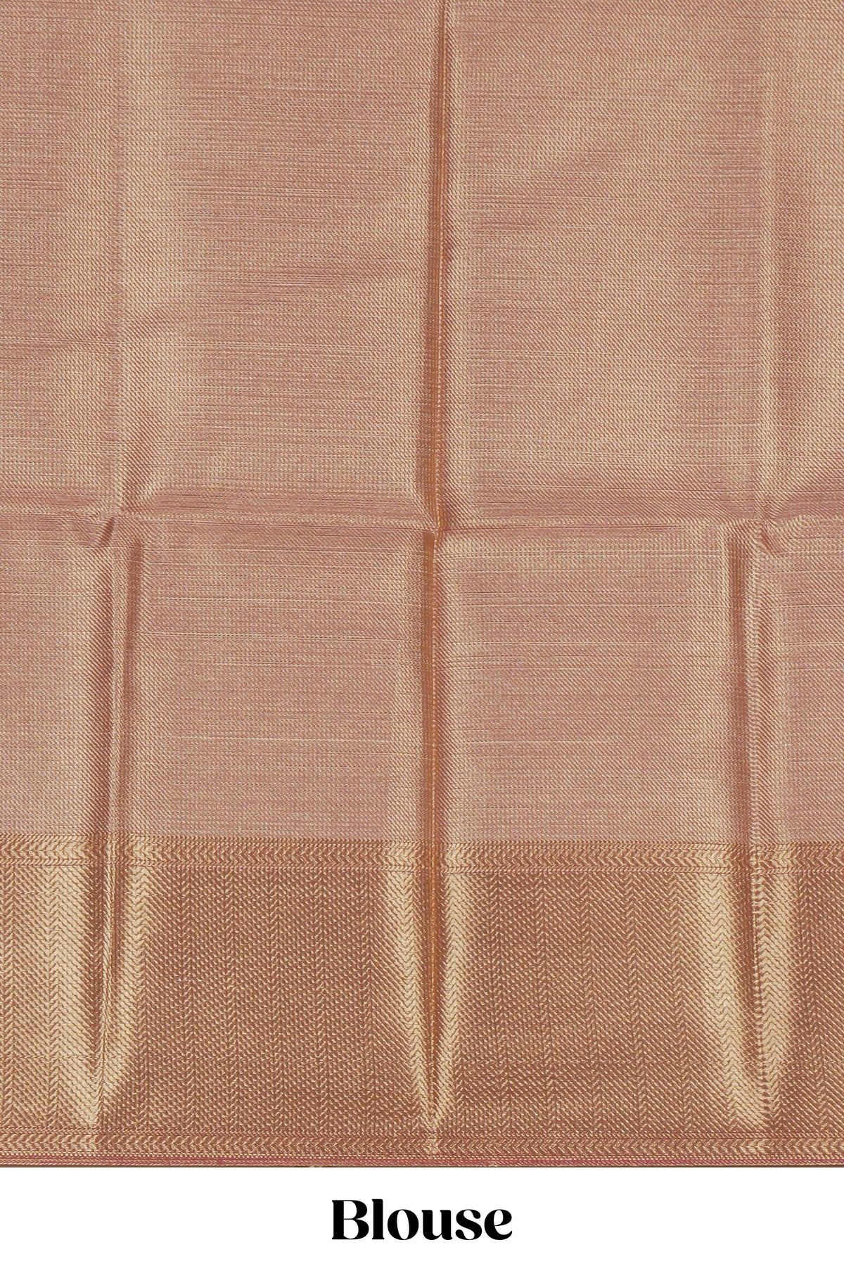 Rose gold geometric motifs design art tissue saree with self zari border and matching blouse