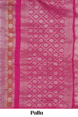 Borderless maroon striped zari motifs art tissue saree with self pallu and matching blouse