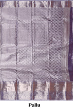 Lavender silver zari floral design art tissue saree with self zari border and matching blouse
