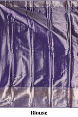 Lavender silver zari floral design art tissue saree with self zari border and matching blouse