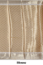 Golden zari motifs design art tissue saree with contrast zari border and blouse