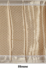 Golden zari motifs design art tissue saree with contrast zari border and blouse