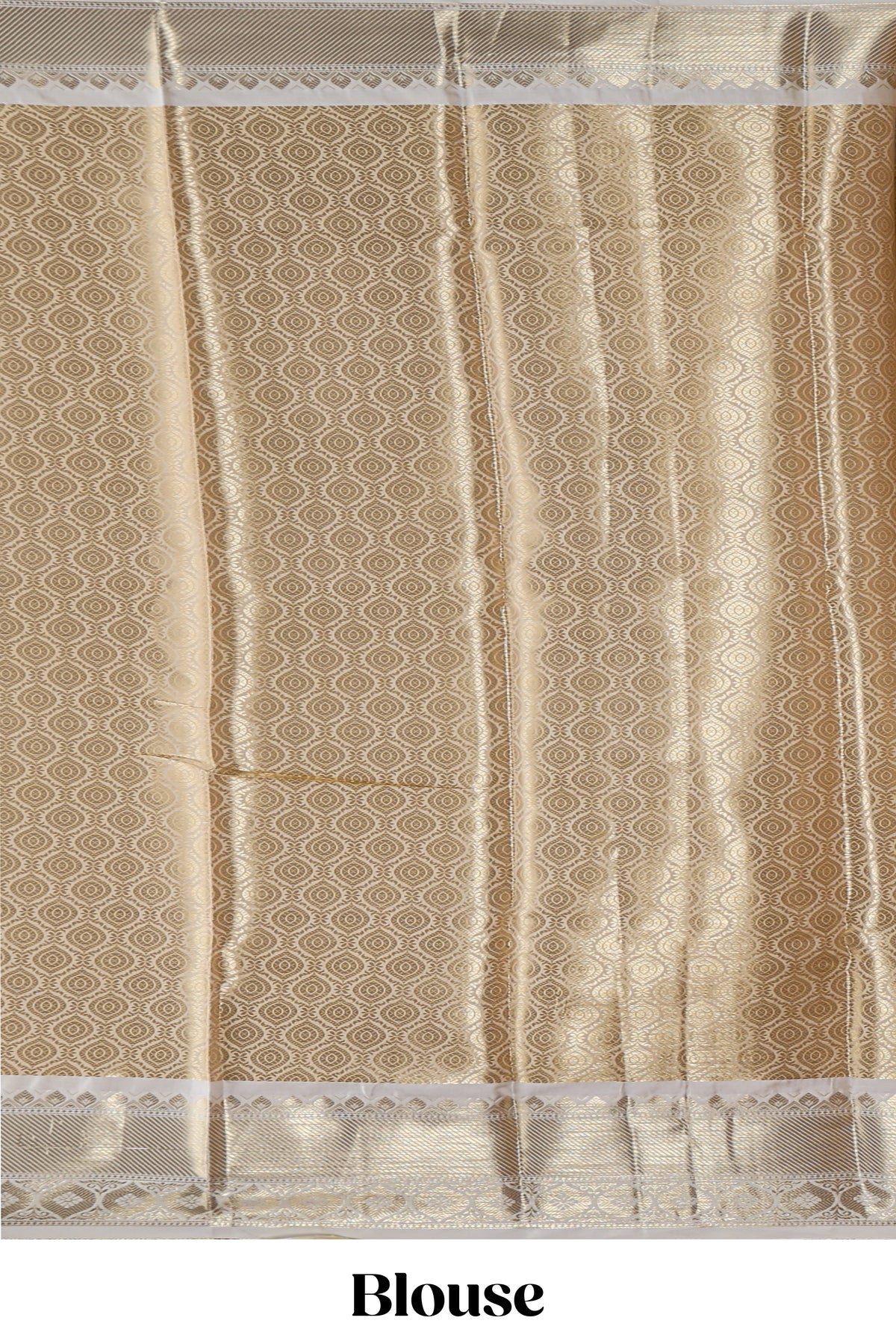 Golden zari motifs design art tissue saree with contrast zari border and blouse